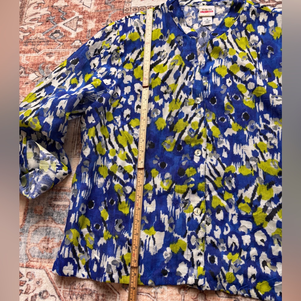 Ruby Rd. Vibrant Blue and Green Button Down Shirt - Picture 9 of 9